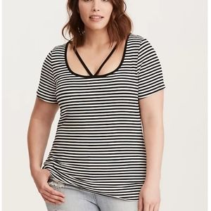 Torrid Striped Strappy Tee EUC